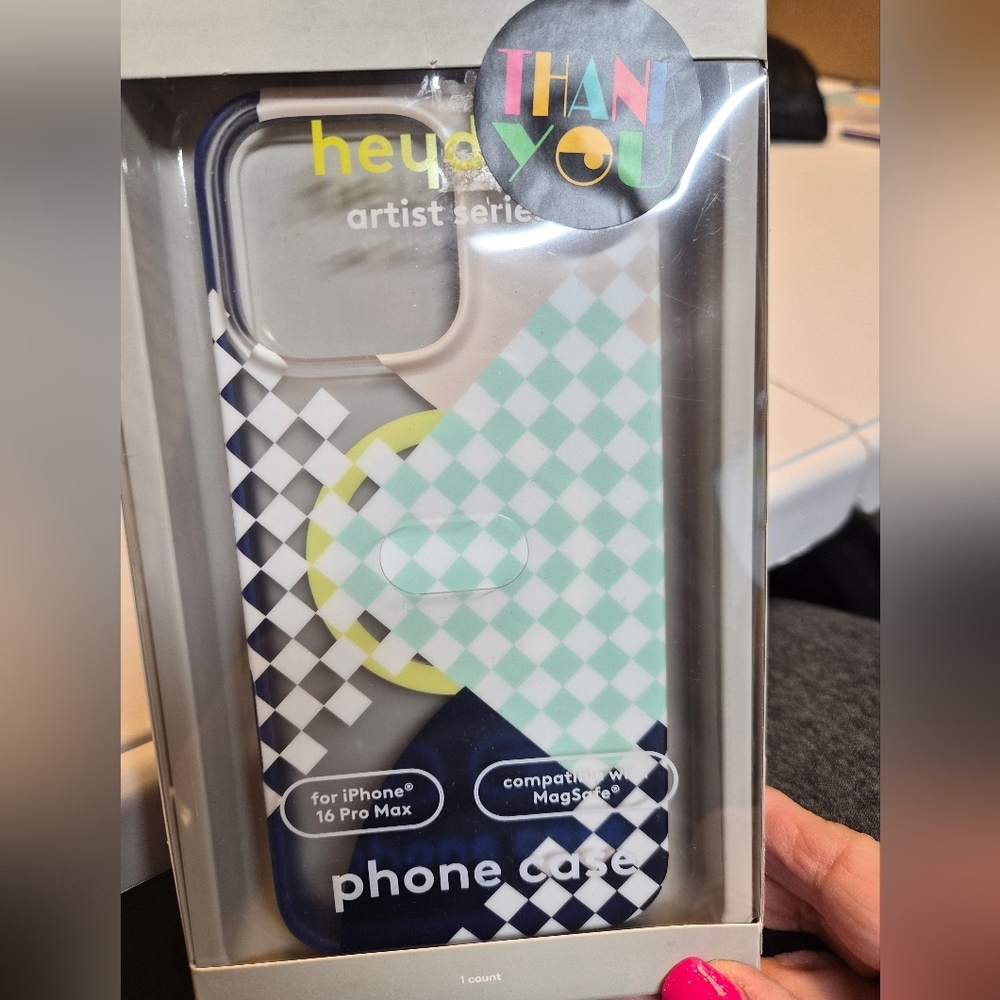 Heyday Artist Series iPhone 16 Pro Max Case - Blue and Green Checkered